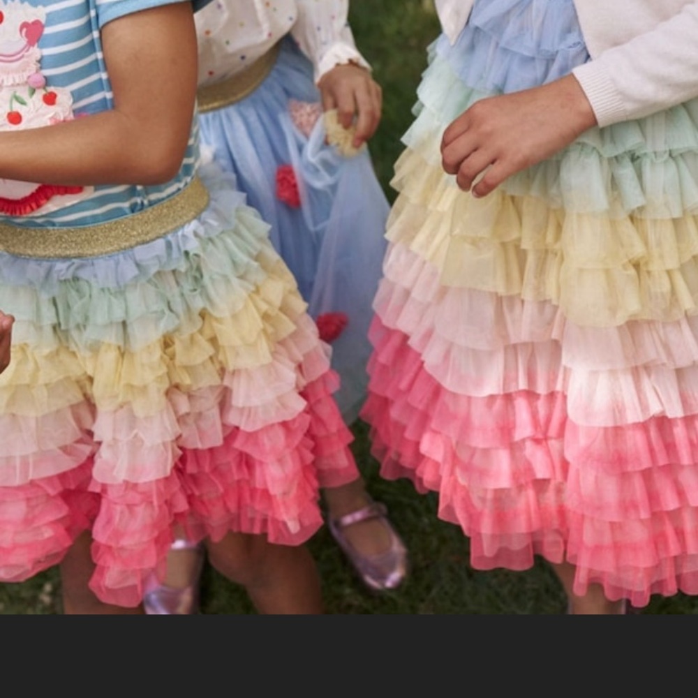 Mini Boden rainbow tulle tiered skirt, girls 8-9, EUC